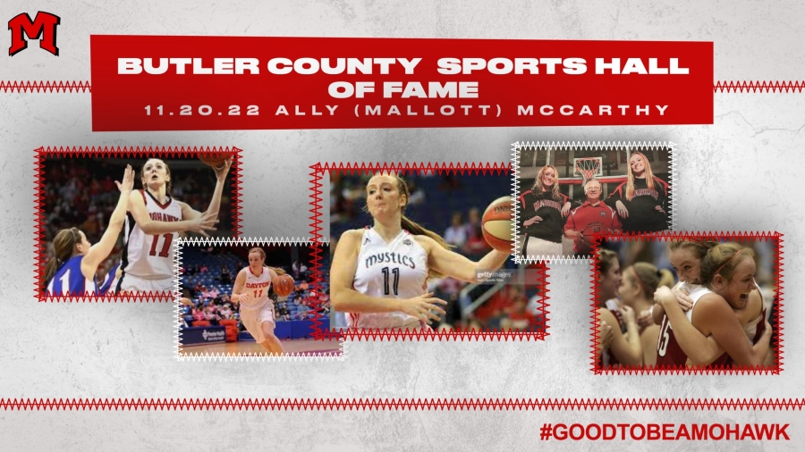 Ally Malott McCarthy BCSHOF Induction Graphic with pictures from her playing career